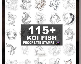 115+ Procreate Koi Fish Brushes | Procreate Stamps | Instant Digital Download