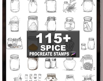 115+ Procreate kryddburkpenslar | Procreate-stämplar | Omedelbar digital nedladdning