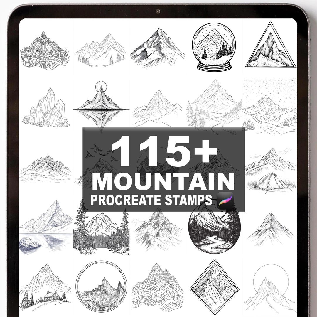 115+ Procreate Mountain Brushes | Procreate Stamps | Instant Digital ...