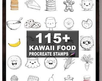 115+ Procreate Kawaii Food Brushes | Procreate Stamps | Instant Digital Download