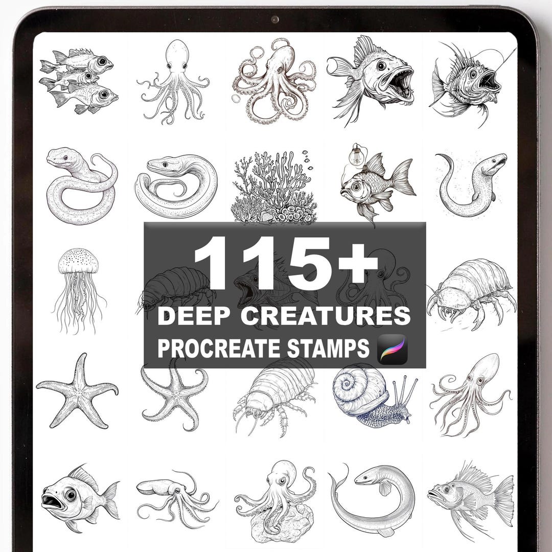 115+ Procreate Deep Sea Creatures Brushes | Procreate Stamps | Instant ...
