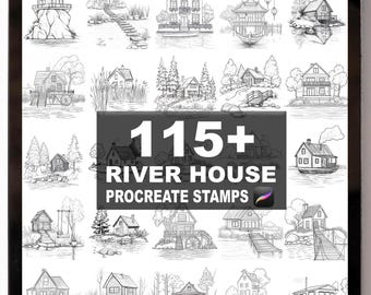 115+ Procreate River House Brushes | Procreate Stamps | Instant Digital Download
