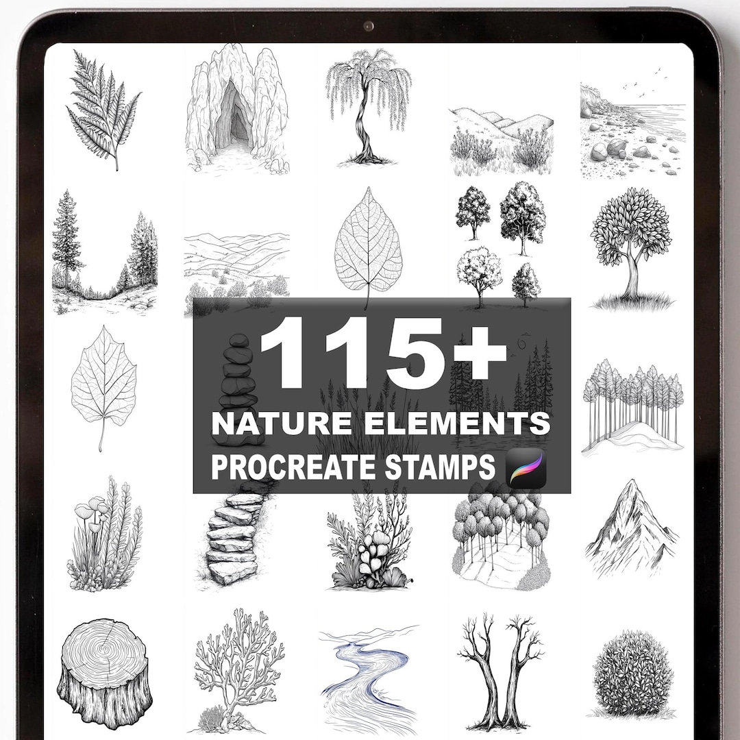 115+ Procreate Nature Elements Brushes | Procreate Stamps | Instant ...