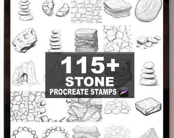 115+ Procreate Stone Brushes | Procreate Stamps | Instant Digital Download
