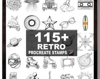 115+ Procreate Retro Brushes | Procreate Stamps | Instant Digital Download