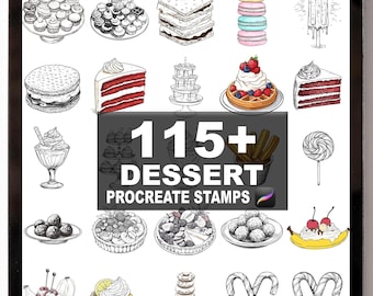 115+ Procreate Dessert Brushes | Procreate Stamps | Instant Digital Download