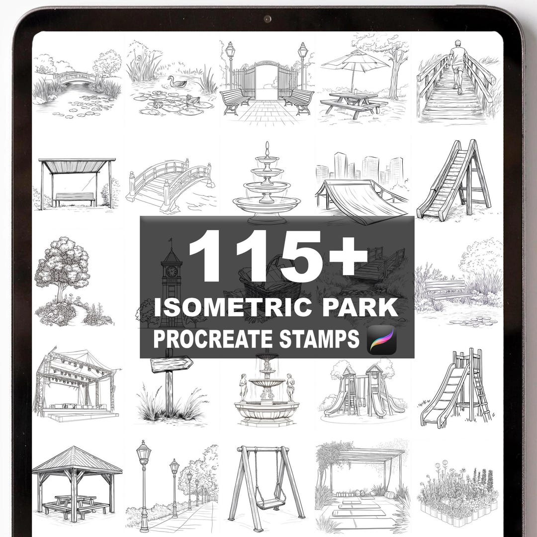 115+ Procreate Isometric Park Brushes | Procreate Stamps | Instant ...