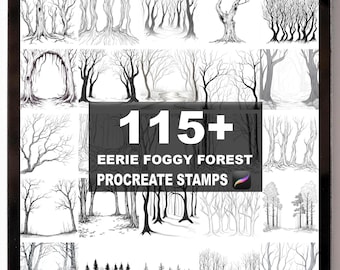 115+ Procreate Eerie Foggy Forest Brushes | Procreate Stamps | Instant Digital Download