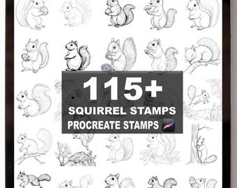 115+ Procreate Ekorrpenslar | Procreate Stämplar | Direkt Digital Nedladdning