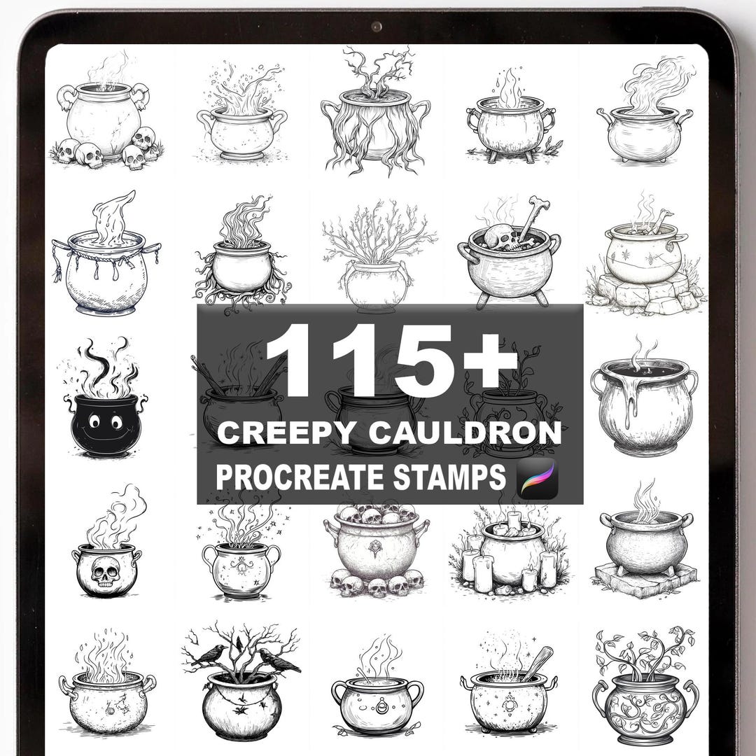 115+ Procreate Creepy Cauldron Brushes | Procreate Stamps | Instant ...