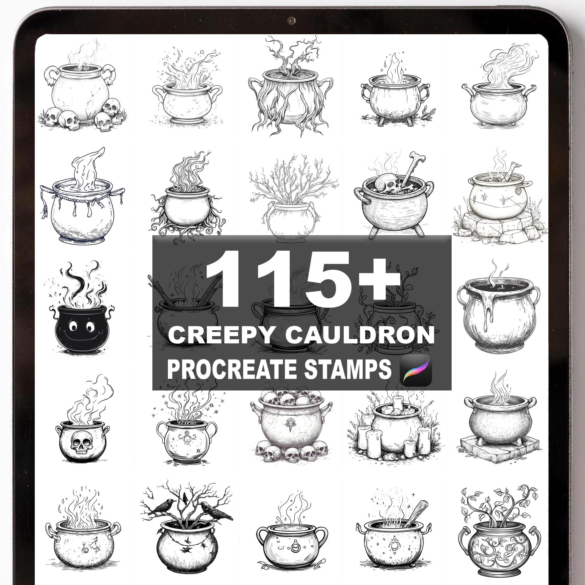 115+ Procreate Creepy Cauldron Brushes | Procreate Stamps | Instant ...