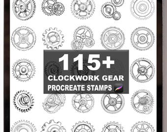 115+ Procreate Clockwork Gear Brushes | Procreate Stamps | Instant Digital Download