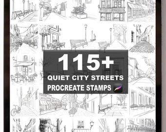 Más de 115 pinceles de calles tranquilas para Procreate / Sellos para Procreate / Descarga digital instantánea