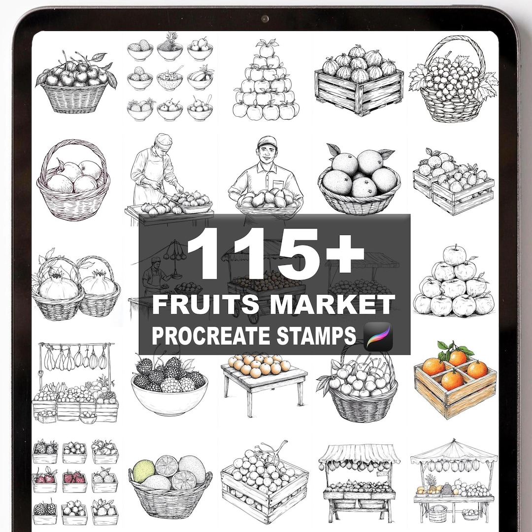 115+ Procreate Fruits Market Brushes | Procreate Stamps | Instant ...