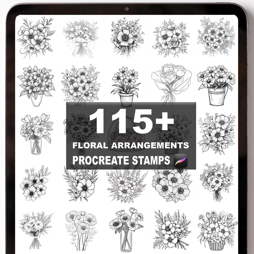 115+ Procreate Floral Arrangements Brushes | Procreate Stamps | Instant ...