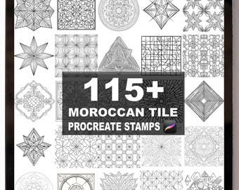Más de 115 pinceles y sellos para Procreate con patrones de azulejos marroquíes. Descarga digital instantánea.