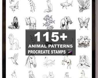 115+ Procreate Animal Brushes for Patterns & Fashion | Procreate Stamps | Instant Digital Download