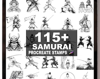 Más de 115 pinceles samuráis para Procreate / Sellos para Procreate / Descarga digital instantánea