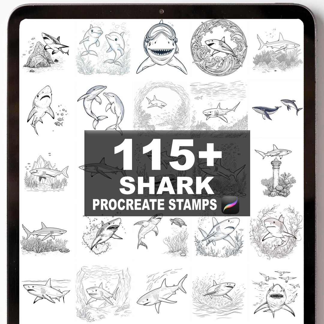 115+ Procreate Shark Brushes | Procreate Stamps | Instant Digital ...