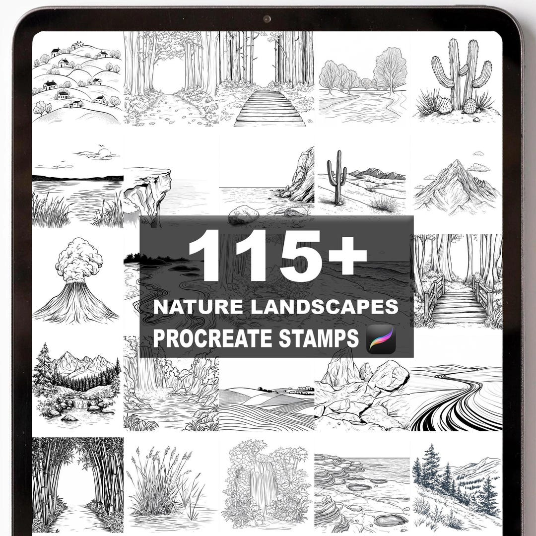 115+ Procreate Nature Landscape Brushes | Procreate Stamps | Instant ...