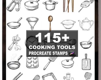 115+ Procreate Cooking Tools Brushes | Procreate Stamps | Instant Digital Download