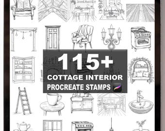 115+ Procreate Cottage Interior Brushes | Procreate Stamps | Instant Digital Download