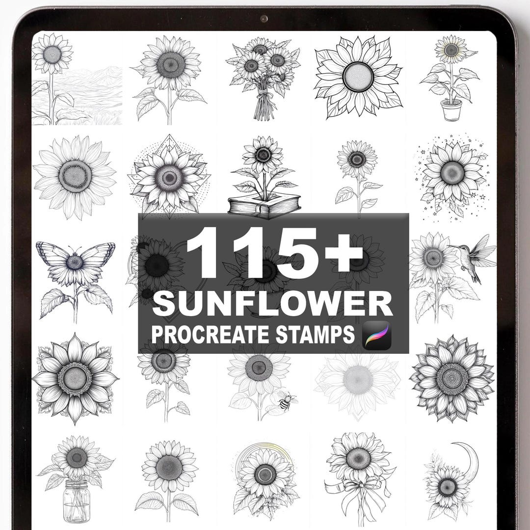 115+ Procreate Sunflower Brushes | Procreate Stamps | Instant Digital ...