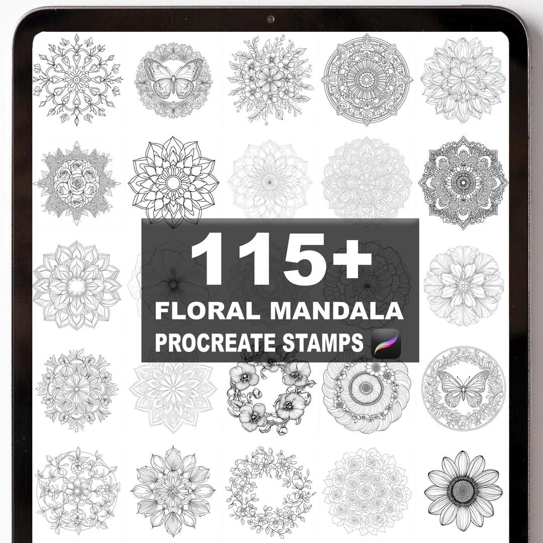 115+ Procreate Floral Mandala Brushes | Procreate Stamps | Instant ...