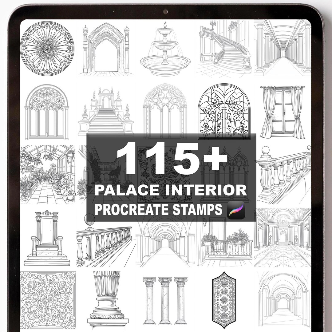 115+ Procreate Palace Interior Brushes | Procreate Stamps | Instant ...