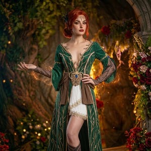 triss merigold green dress Cosplay colorgrp-39544