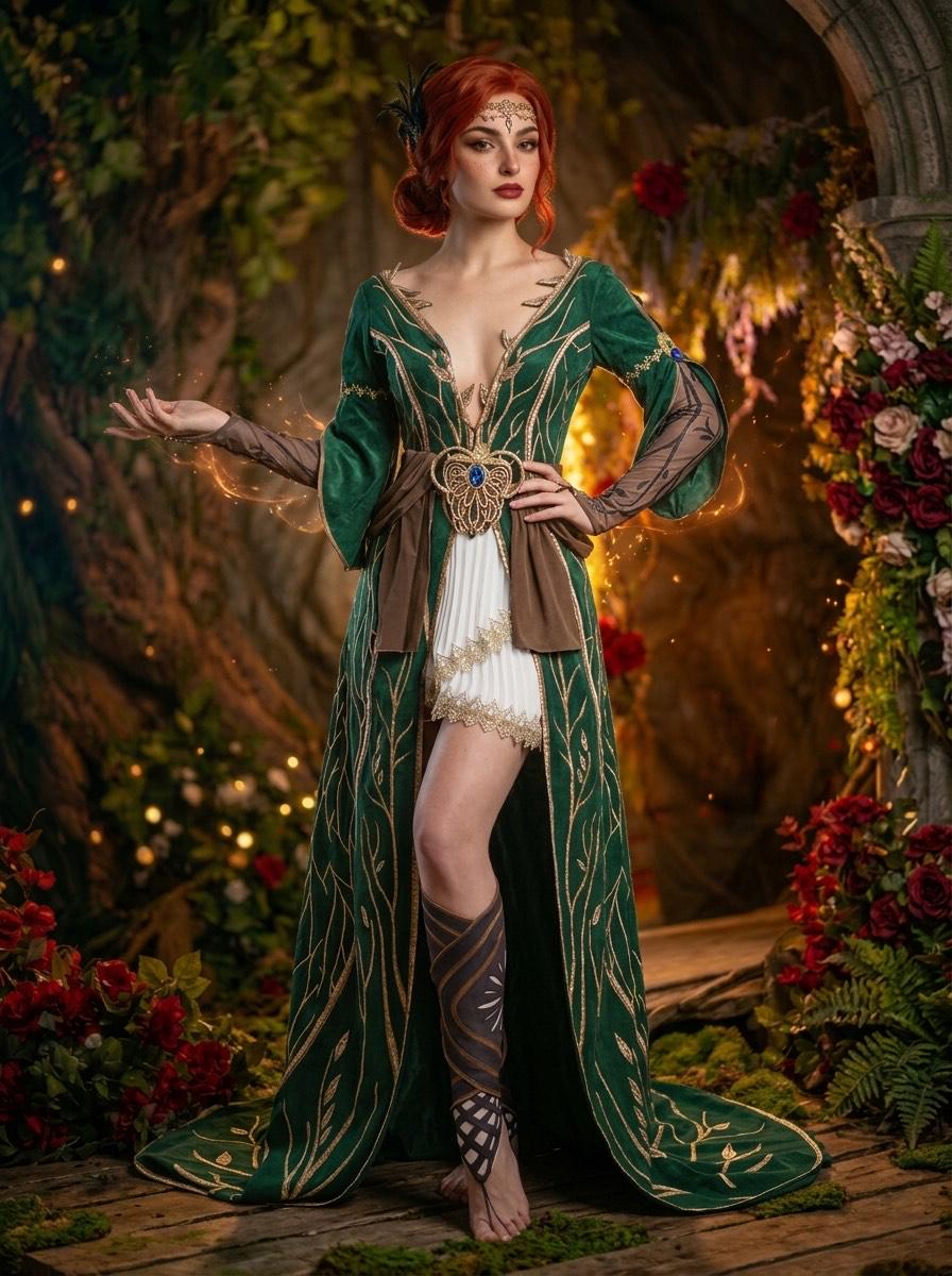 triss green dress Merigold Cosplay Style-Color-Dim:AP1D106656_AK371_M