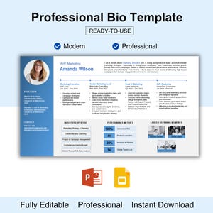 Professional Bio Template, About Me Presentation, Career Bio, Job Interview Slide, Portfolio Slide Interview, Executive Bio Presentation
