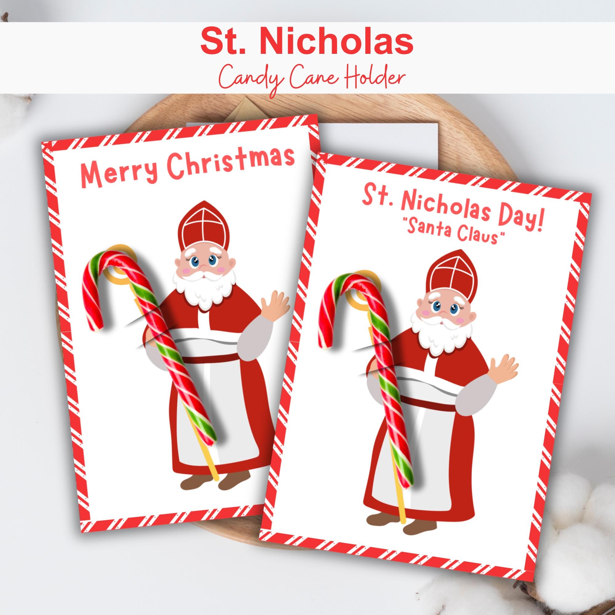 40 Candy Cane Crafts Kids Will Love 5 St. Nicholas Printable Candy Cane Holder, St Nicholas Treat Cards,…