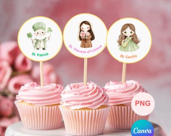 All Saints Day Cupcake Topper, All Saints Day Party Decor, Saints Cupcake Toppers for Catholic Party, All Saints Day Party Editable