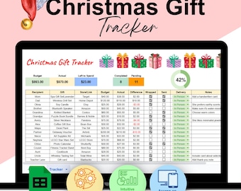 Christmas Gift Tracker Spreadsheet, Christmas Gift Planner Holiday Gift Planner Google Sheets Christmas Budget Tracker Holiday Planner