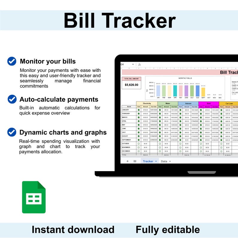 Bill Tracker, Bill Pay Organizer, Bill Payment Tracker, Bills Tracker ...