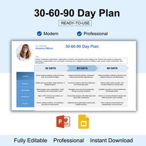30-60-90 Day Plan Template Interview Presentation, Job Interview Presentation