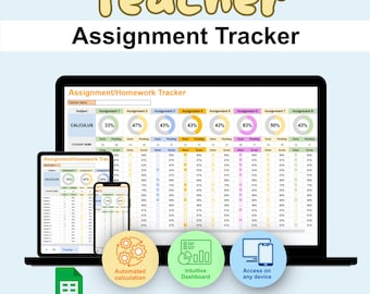 Teacher assignment tracker, Assignment tracker google sheets, Homework and Grade Organizer, School Assignment Homework Grade Log