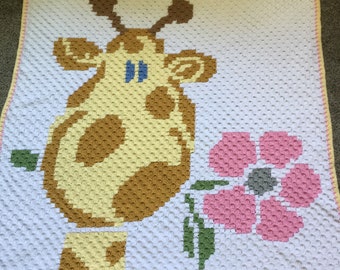 C2C Crochet Giraffe Baby Blanket