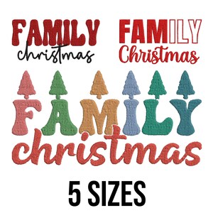 Family Christmas Embroidery Design - Retro Christmas Quote Embroidery Design - Xmas Lettering Set Machine Embroidery Design Files - 5 Sizes