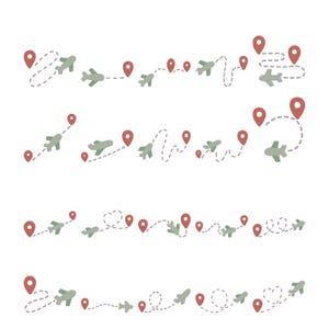 Airplane Route Embroidery Design - Airplane Heart Trail Embroidery Design - World Travel Route Machine Embroidery Design Files - 8 Sizes