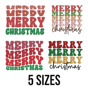 Merry Christmas Embroidery Design - Christmas Text Embroidery Design- Holiday Lettering Embroidery- Machine Embroidery Design Files -5 Sizes