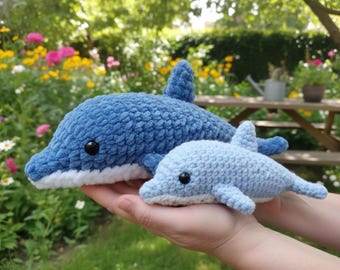Patrón de delfín a crochet, patrón de delfín amigurumi en PDF, regalos para amantes de los peces, animales marinos a crochet, juguetes de crochet oceánicos bonitos, patrón de pez