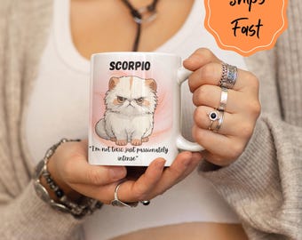 Personalized Zodiac Cat Mug With Name | Cat Lover Astrology Gift | Custom Zodiac Sign Mug | Cat Mom Cat Dad Gift | Birthday Gift 11oz 15oz