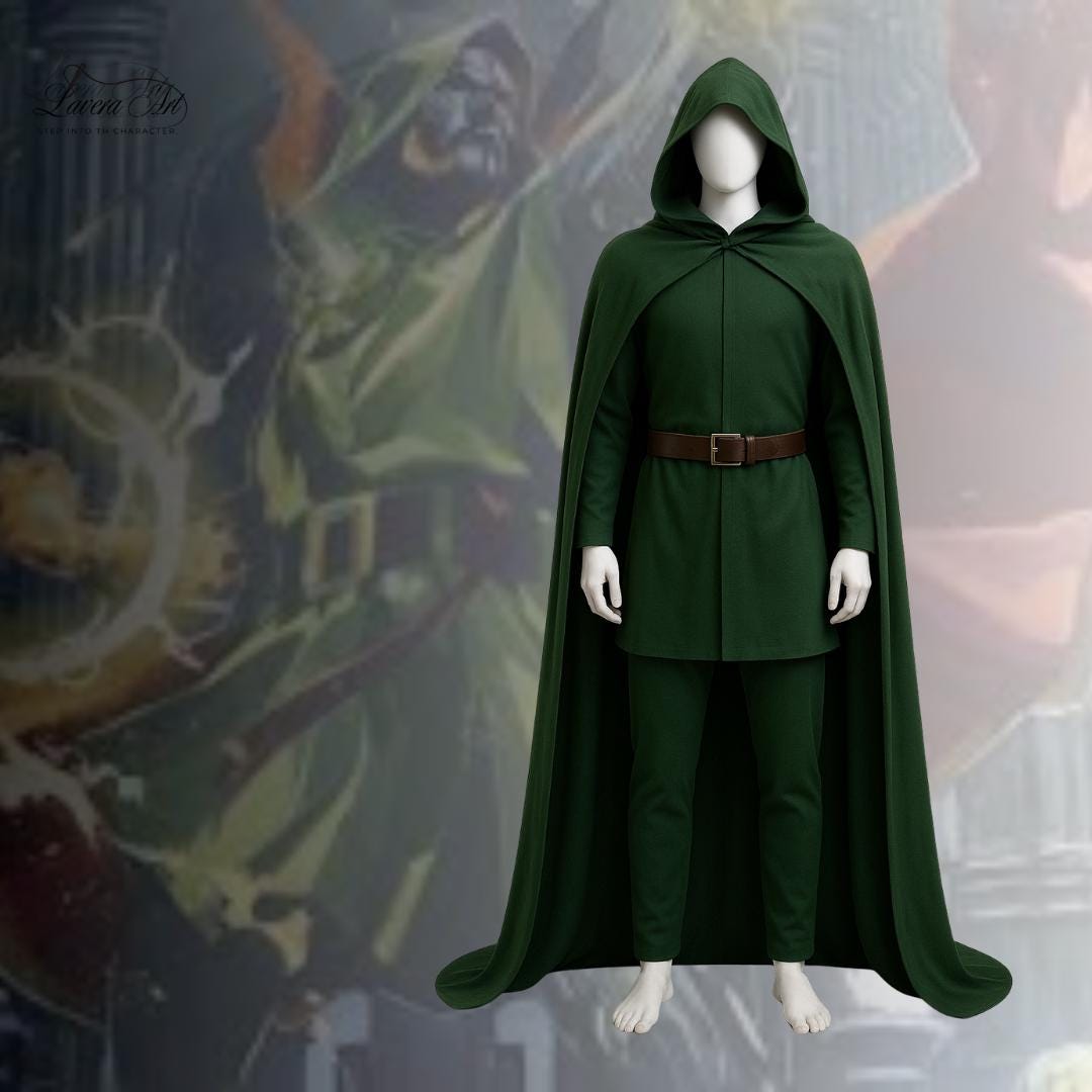 Doctor Doom Cosplay Costume: Green Hooded Cape, Tunic & Pants - Etsy