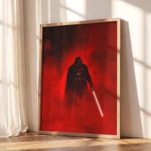 Darth Vader röd ljussabel väggkonsttryck, Star Wars Sith Lord poster, Dark Side-skurkkonstverk, Sci-Fi-inredningsaffisch för sovrum
