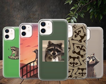 Racoon Phone Case Animal Meme Funny Raccoon Cover for iPhone 17Pro, 16, 15, 14, Samsung S25, S24, S23Fe, S22, A16, A26, A56, Pixel 10, 9Pro
