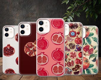 Pomegranate Phone Case Exotic Red Fruit Cover for iPhone 17, 17Pro, 17 Air, 16, 15, 14, 12 Samsung S25 S24Fe, S23, A16, A56, Pixel 10Pro, 9A