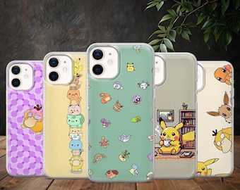 Custodia per telefono Pokémon carina Pikachu Cover per iPhone 17, 17Pro, 16, 15, 14, 13, 12, Samsung S25, S24Fe, S23, A16, A56, Pixel 10Pro, 9A