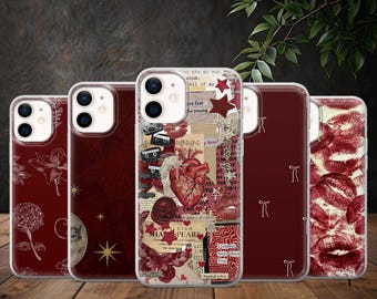 Burgundy Phone Case Moody Elegant Deep Red Cover for iPhone 17, 17Pro, 16, 15, 14, 13, 12 Samsung S25, S24Fe, S23, A16, A56, Pixel 10Pro, 9A